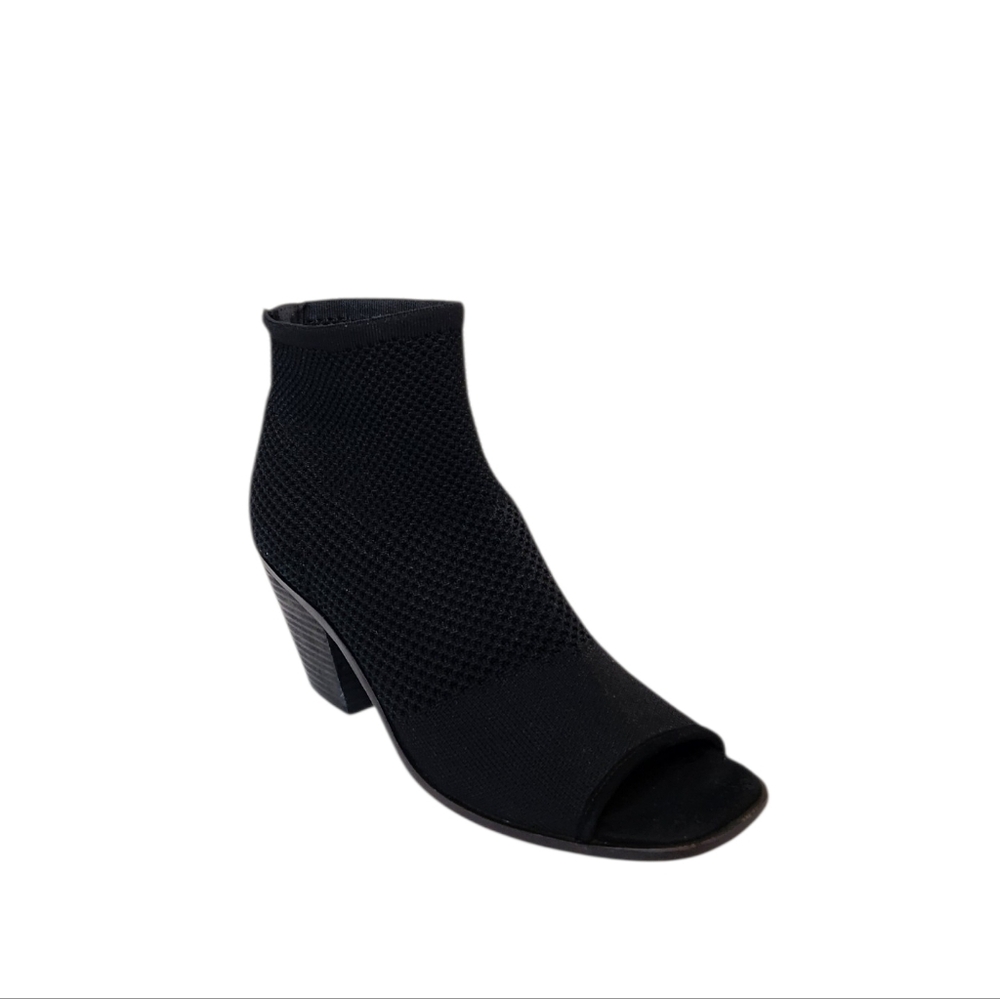 Eileen Fisher Black Knit Peep-Toe Ankle Bootie